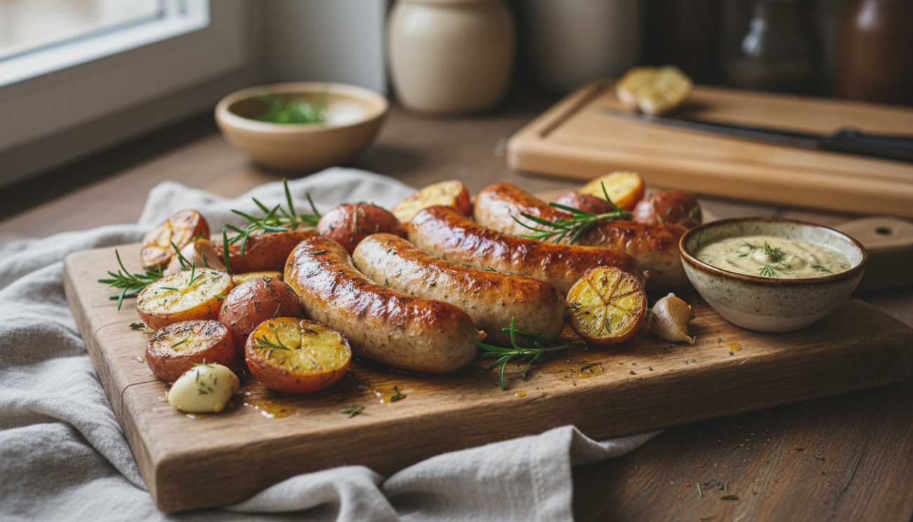 Biała kiełbasa pieczona przepis - poznaj sekret wyjątkowej soczystości i aromatu
