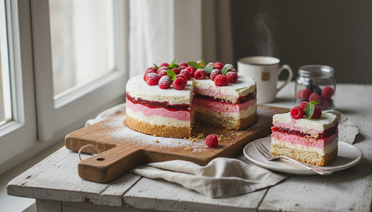 Ciasto Balladyna - przepis na obłędny deser z malinami i masą budyniową