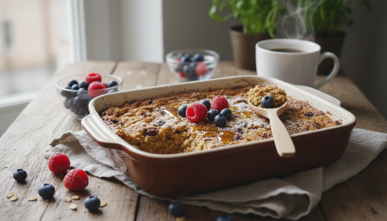 Pieczona owsianka - przepis na zdrowe śniadanie które smakuje jak pyszne ciasto
