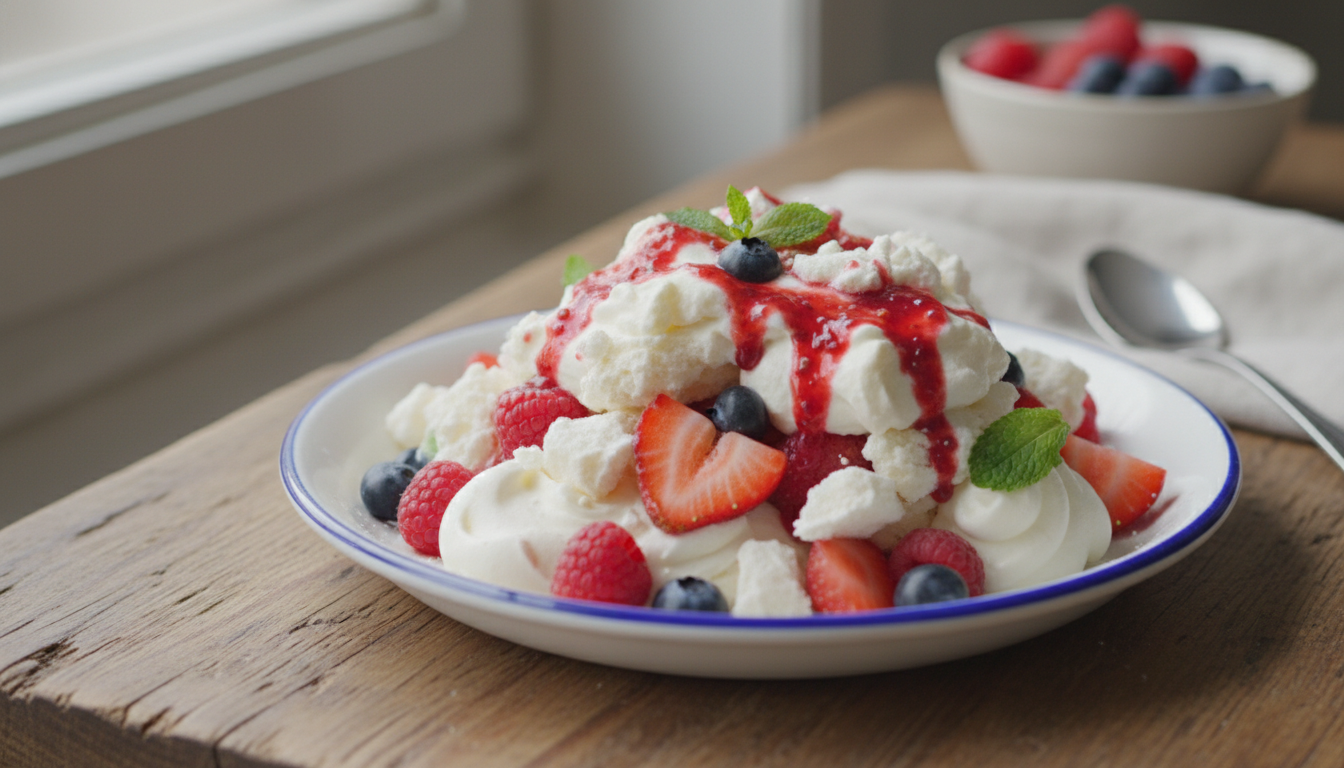 Przepis na Eton Mess - błyskawiczny deser z truskawkami i chrupiącą bezą