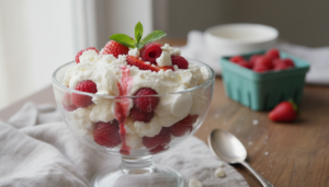 Przepis na Eton Mess – błyskawiczny deser z truskawkami i chrupiącą bezą