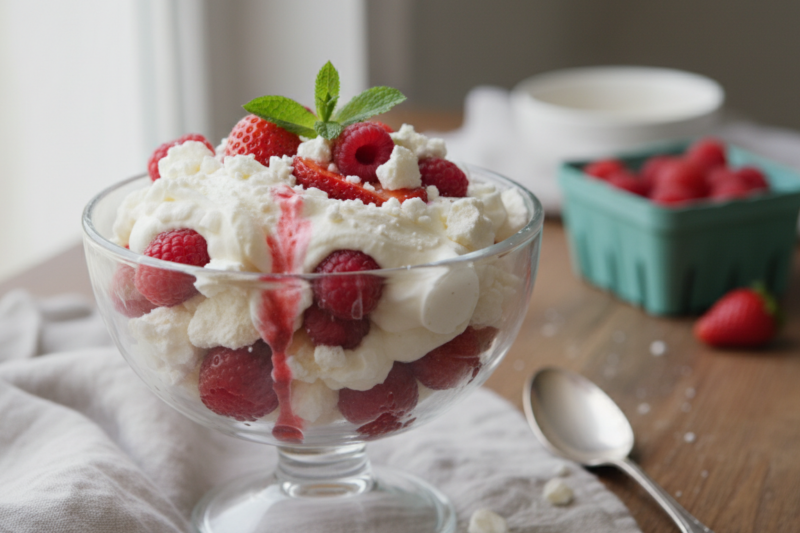 Przepis na Eton Mess – błyskawiczny deser z truskawkami i chrupiącą bezą