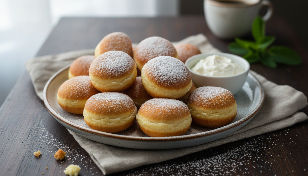 Przepis na mini pączki serowe z serkiem homogenizowanym - puszysty i szybki deser bez drożdży