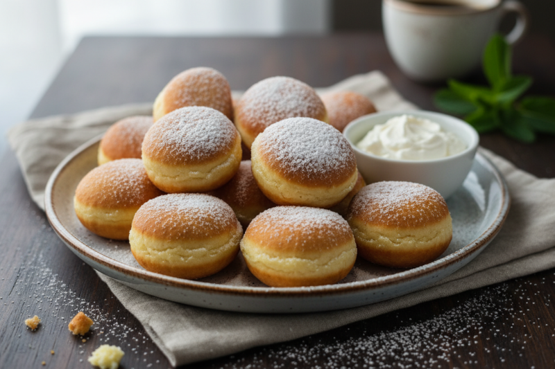 Przepis na mini pączki serowe z serkiem homogenizowanym - puszysty i szybki deser bez drożdży