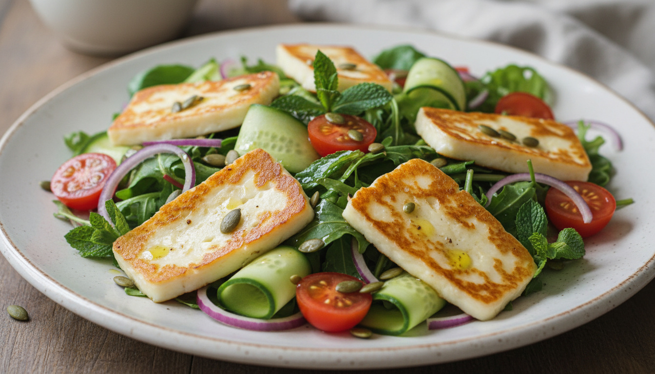 Sałatka z halloumi przepis - ekspresowy pomysł na lekki i sycący posiłek