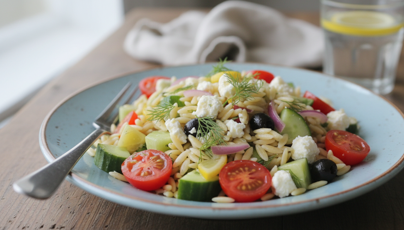 Sałatka z makaronem orzo przepis - lekki i szybki sposób na obłędnie pyszny posiłek