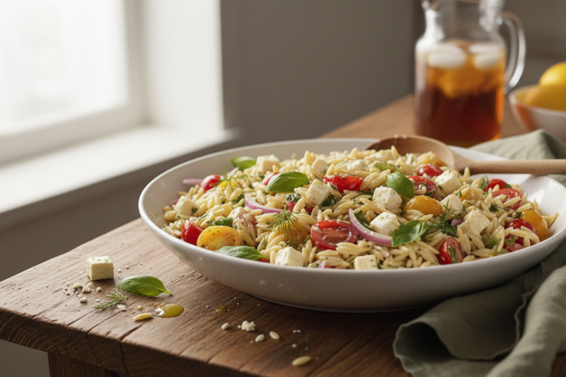 Sałatka z makaronem orzo przepis - lekki i szybki sposób na obłędnie pyszny posiłek