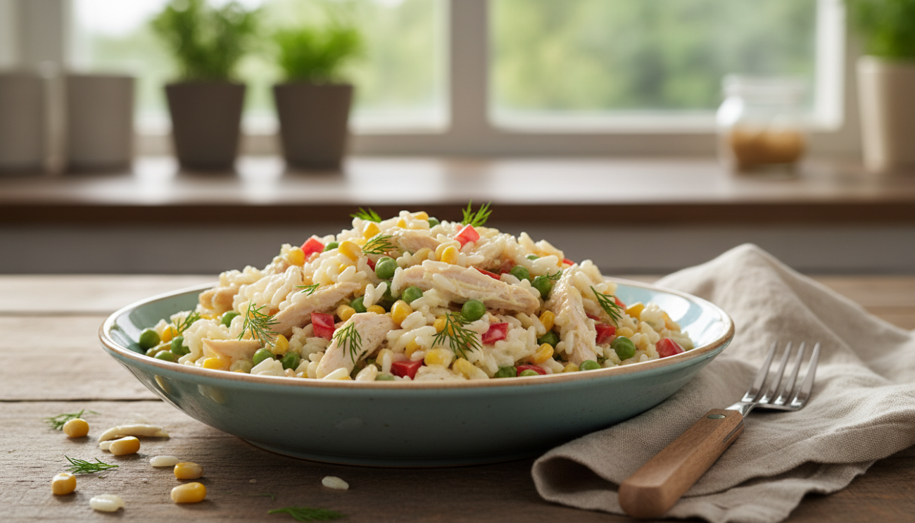 Sałatka z ryżem i kurczakiem przepis - ekspresowy sposób na sycący i pyszny lunch