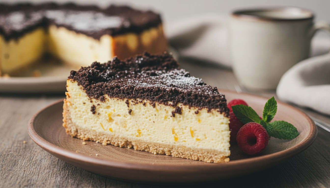 Sernik królewski przepis - sekret idealnie puszystej masy i chrupiącej kakaowej kruszonki