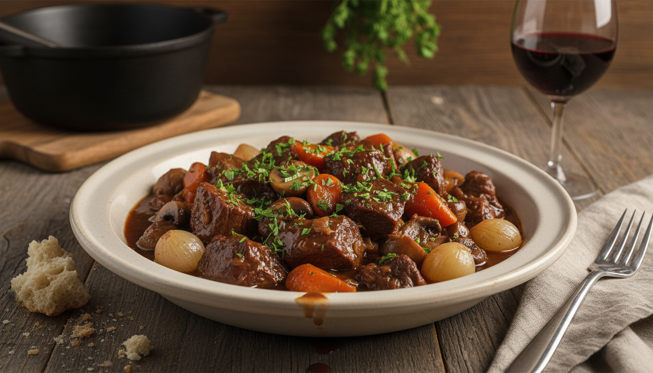 Wołowina po burgundzku przepis - sekret idealnie kruchego mięsa w aromatycznym sosie